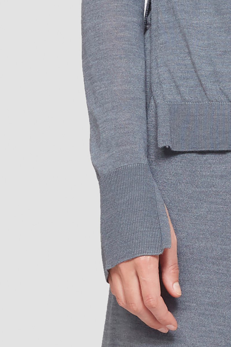 Double Layer Wrap Crewneck Sweater-grey #1 Double Layer Wrap Crewneck Sweater, null- 5
