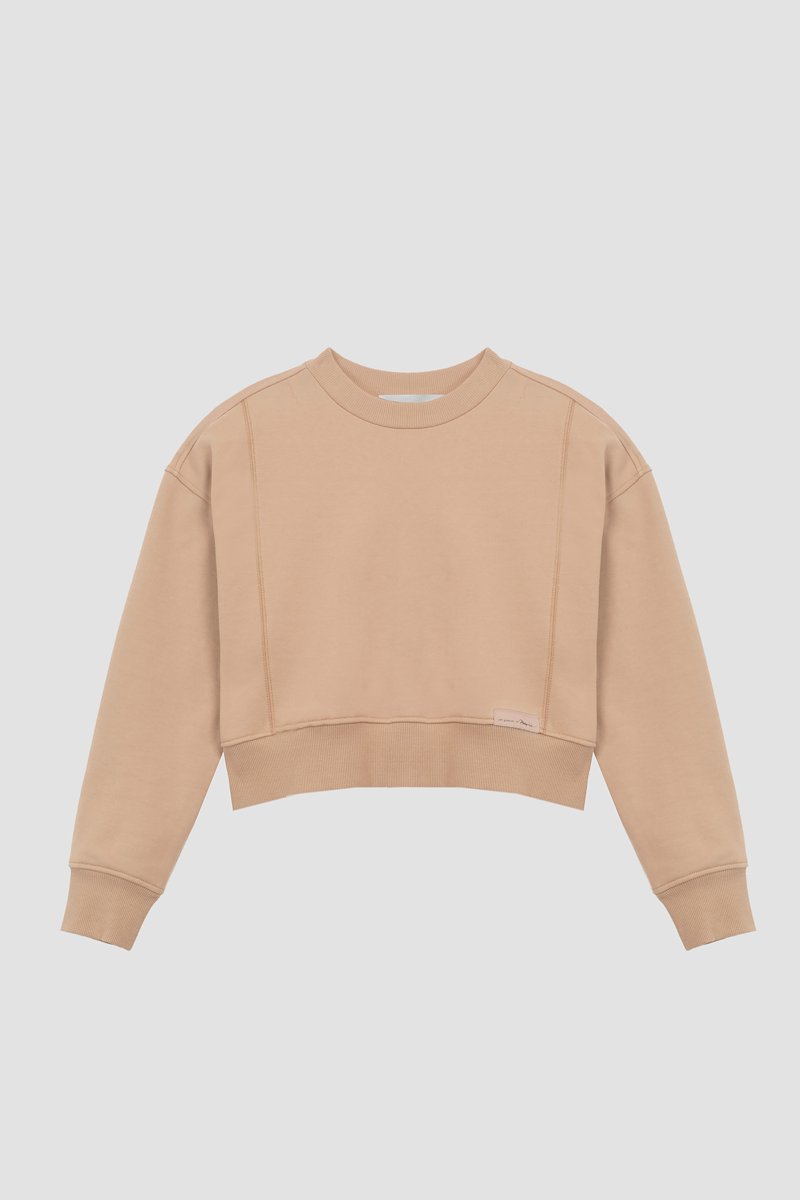 Everyday terry cropped sweatshirt-neutrals #0 Everyday terry cropped sweatshirt, Camel brown cotton Everyday terry cropped sweatshirt from 3.1 PHILLIP LIM featuring logo patch to the front, crew neck, long sleeves, ribbed cuffs, ribbed hem and cropped.- 6