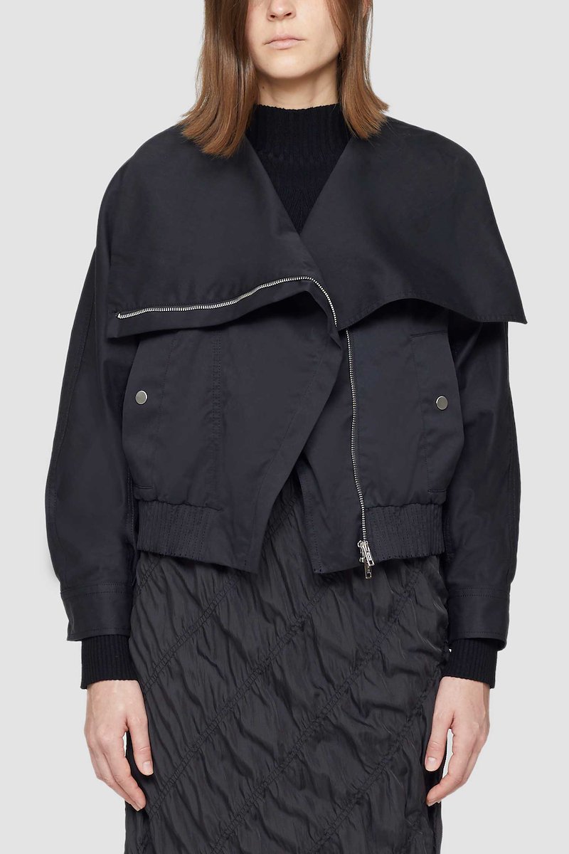 Exaggerated Collar Jacket-black #0 Exaggerated Collar Jacket, BLACK Synthetic->Triacetate TWILL JACKET WITH EXAGGERATED COLLAR from 3.1 Phillip Lim. - 0