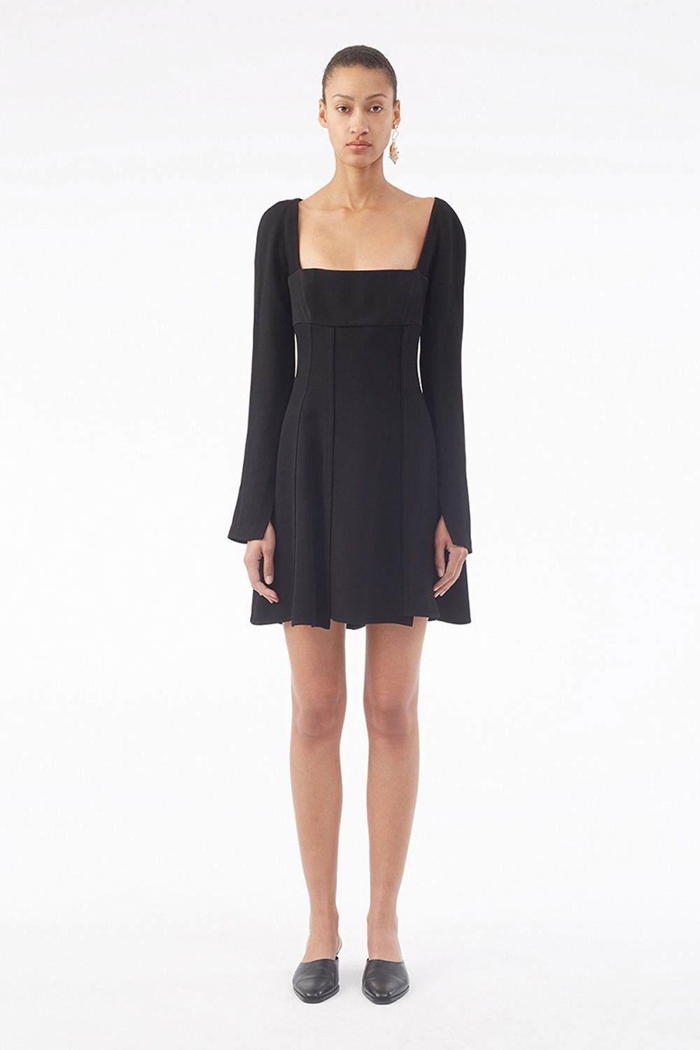 crepe a line dress