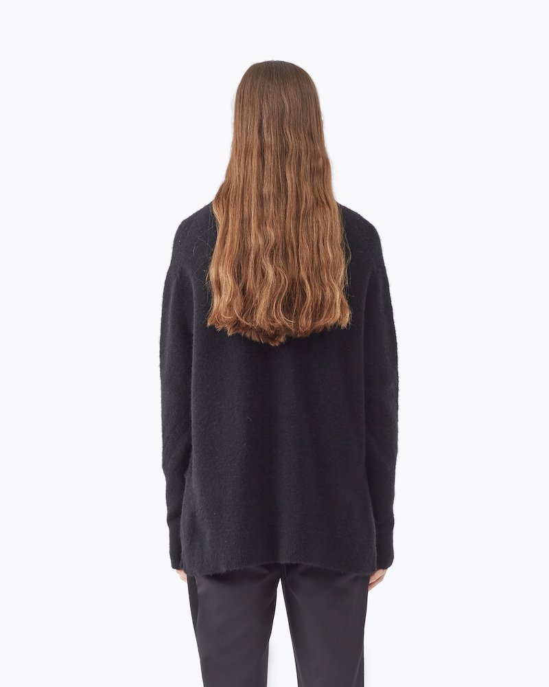 faux-pearl button cardigan, Black wool-alpaca blend faux-pearl button cardigan from 3.1 Phillip Lim featuring a v-neck, long sleeves and two front pockets. - 2