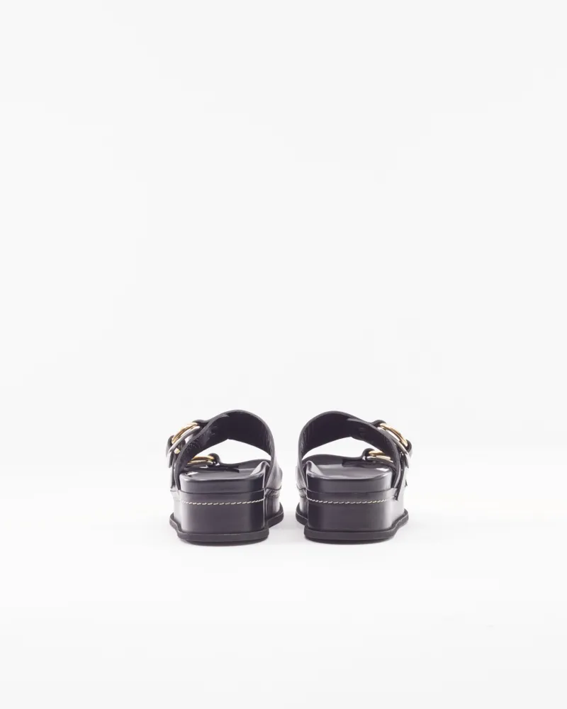 platform double buckle sandals