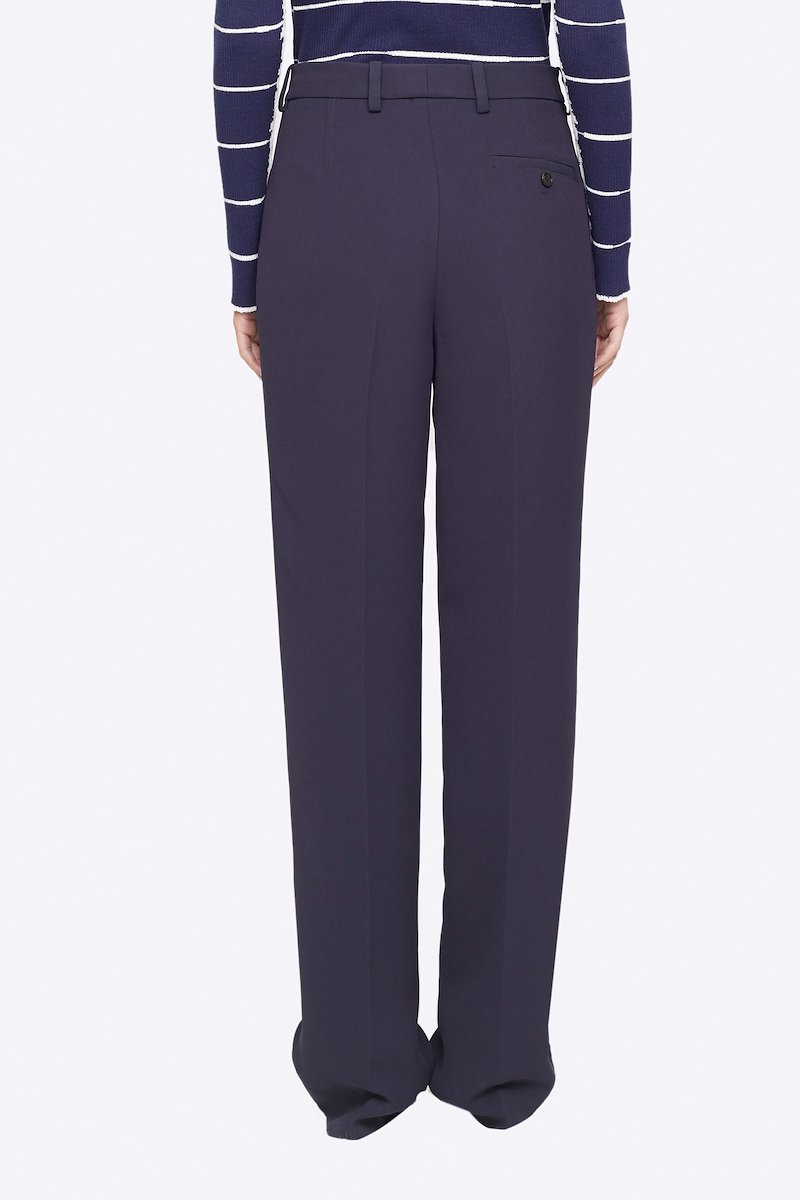 Heavy Cady Relaxed Fit Trouser-blue #0 Heavy Cady Relaxed Fit Trouser, Time to upgrade your office attire game. Cut with a straight fit, these midnight blue trousers from 3.1 Phillip Lim are the perfect choice for an instantly put-together look. Level up. Featuring a high waist, belt loops, a concealed front fastening, side slit pockets, back buttoned welt pocket, a straight leg and a long length. POSITIVELY CONSCIOUS: This product is made with a certified eco-material or a recycled material that is better for the planet, so you can be confident you are choosing positively.- 2