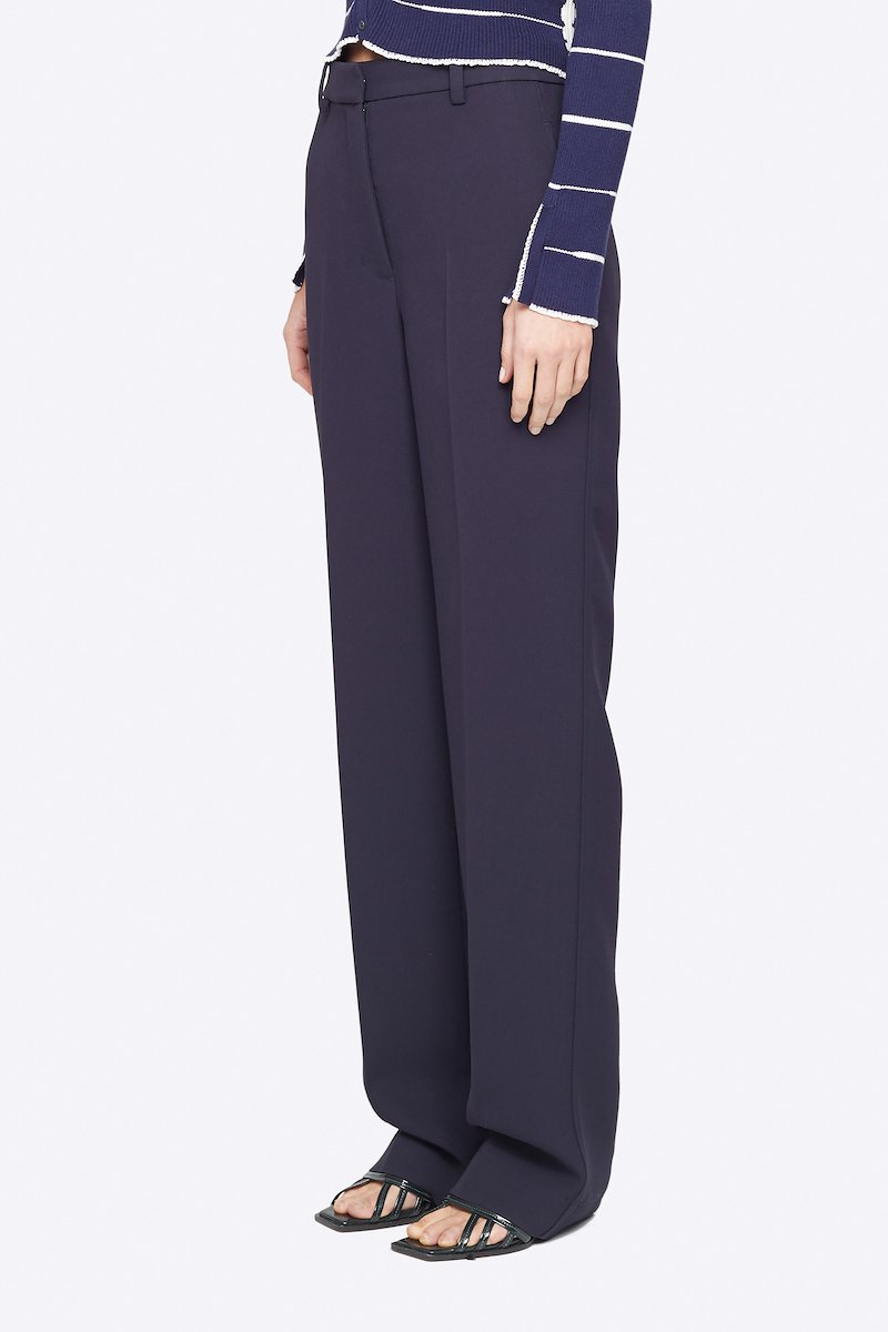 Heavy Cady Relaxed Fit Trouser-blue #1 Heavy Cady Relaxed Fit Trouser, Time to upgrade your office attire game. Cut with a straight fit, these midnight blue trousers from 3.1 Phillip Lim are the perfect choice for an instantly put-together look. Level up. Featuring a high waist, belt loops, a concealed front fastening, side slit pockets, back buttoned welt pocket, a straight leg and a long length. POSITIVELY CONSCIOUS: This product is made with a certified eco-material or a recycled material that is better for the planet, so you can be confident you are choosing positively.- 1