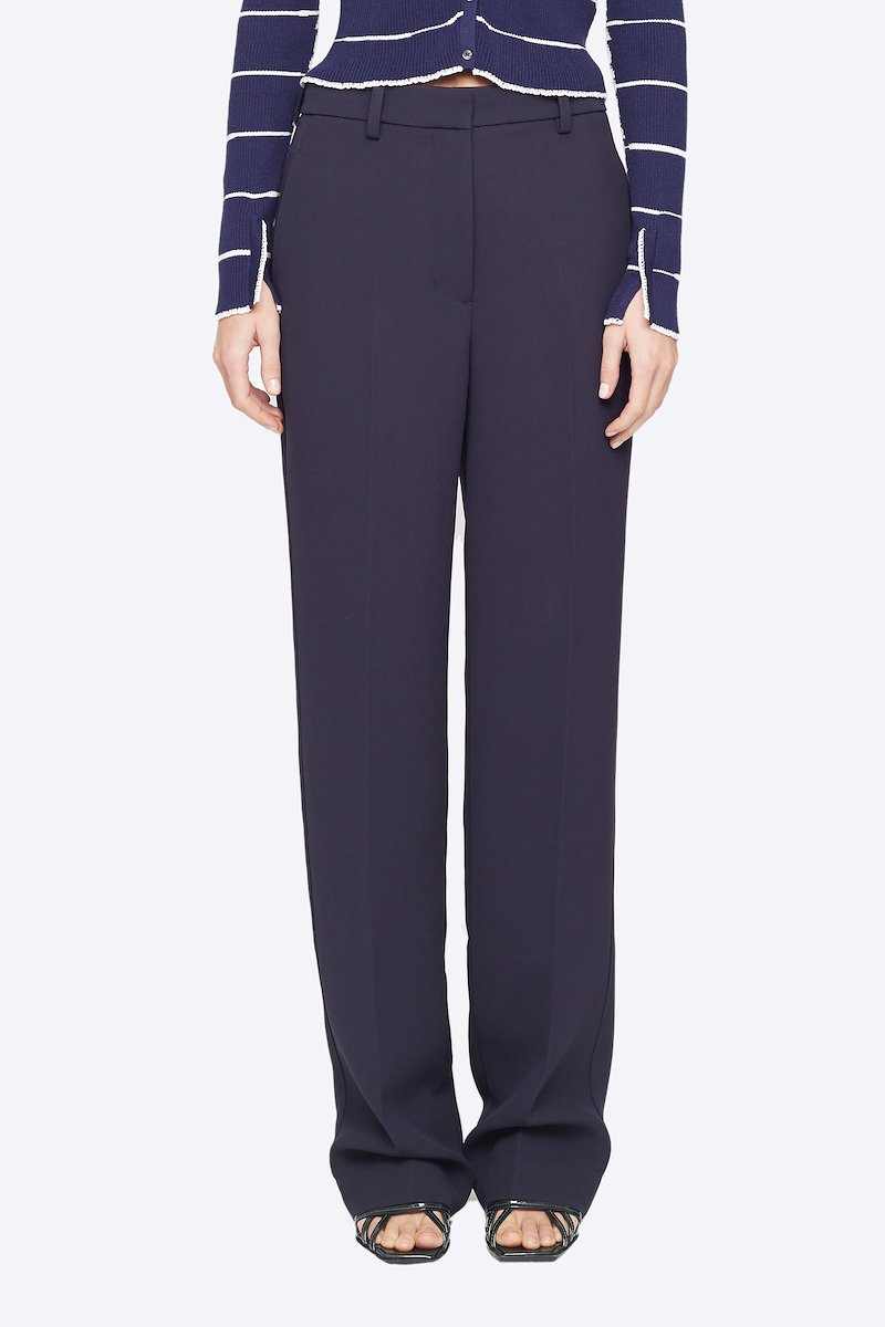 Heavy Cady Relaxed Fit Trouser-blue #0 Heavy Cady Relaxed Fit Trouser, Time to upgrade your office attire game. Cut with a straight fit, these midnight blue trousers from 3.1 Phillip Lim are the perfect choice for an instantly put-together look. Level up. Featuring a high waist, belt loops, a concealed front fastening, side slit pockets, back buttoned welt pocket, a straight leg and a long length. POSITIVELY CONSCIOUS: This product is made with a certified eco-material or a recycled material that is better for the planet, so you can be confident you are choosing positively.- 0