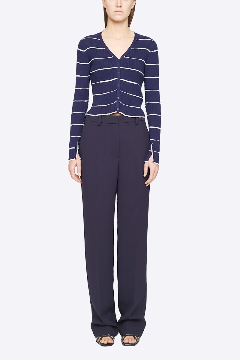 Heavy Cady Relaxed Fit Trouser-blue #0 Heavy Cady Relaxed Fit Trouser, Time to upgrade your office attire game. Cut with a straight fit, these midnight blue trousers from 3.1 Phillip Lim are the perfect choice for an instantly put-together look. Level up. Featuring a high waist, belt loops, a concealed front fastening, side slit pockets, back buttoned welt pocket, a straight leg and a long length. POSITIVELY CONSCIOUS: This product is made with a certified eco-material or a recycled material that is better for the planet, so you can be confident you are choosing positively.- 4