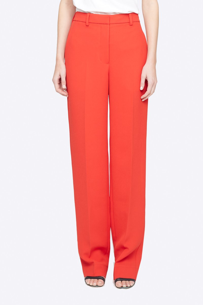 Heavy Cady Relaxed Fit Trouser-orange #0 Heavy Cady Relaxed Fit Trouser, Time to upgrade your office attire game. Cut with a straight fit, these orange trousers from 3.1 Phillip Lim are the perfect choice for an instantly put-together look. Level up. Featuring a high waist, belt loops, a concealed front fastening, side slit pockets, back buttoned welt pocket, a straight leg and a long length. POSITIVELY CONSCIOUS: This product is made with a certified eco-material or a recycled material that is better for the planet, so you can be confident you are choosing positively. - 0