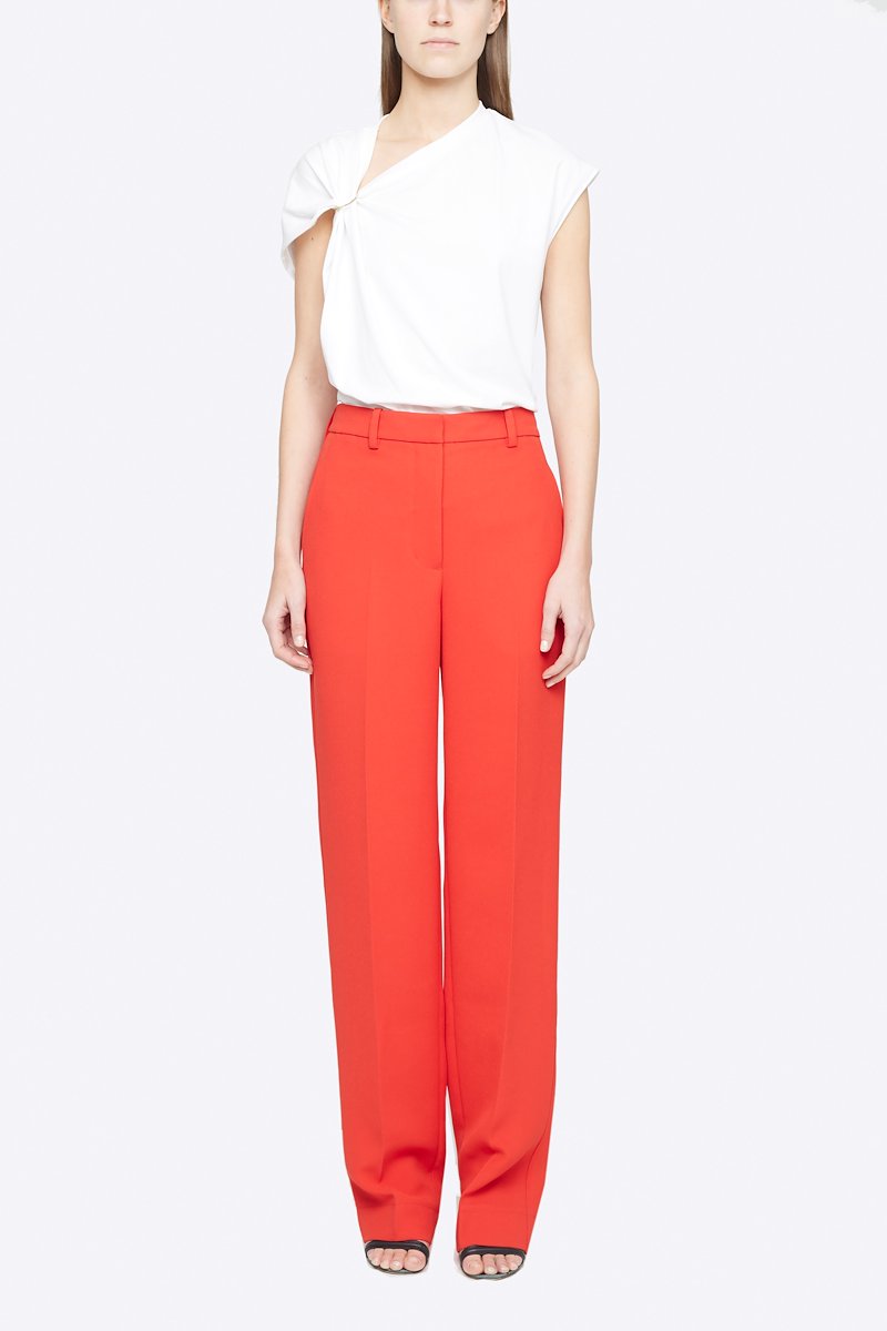 Heavy Cady Relaxed Fit Trouser-orange #0 Heavy Cady Relaxed Fit Trouser, Time to upgrade your office attire game. Cut with a straight fit, these orange trousers from 3.1 Phillip Lim are the perfect choice for an instantly put-together look. Level up. Featuring a high waist, belt loops, a concealed front fastening, side slit pockets, back buttoned welt pocket, a straight leg and a long length. POSITIVELY CONSCIOUS: This product is made with a certified eco-material or a recycled material that is better for the planet, so you can be confident you are choosing positively. - 4