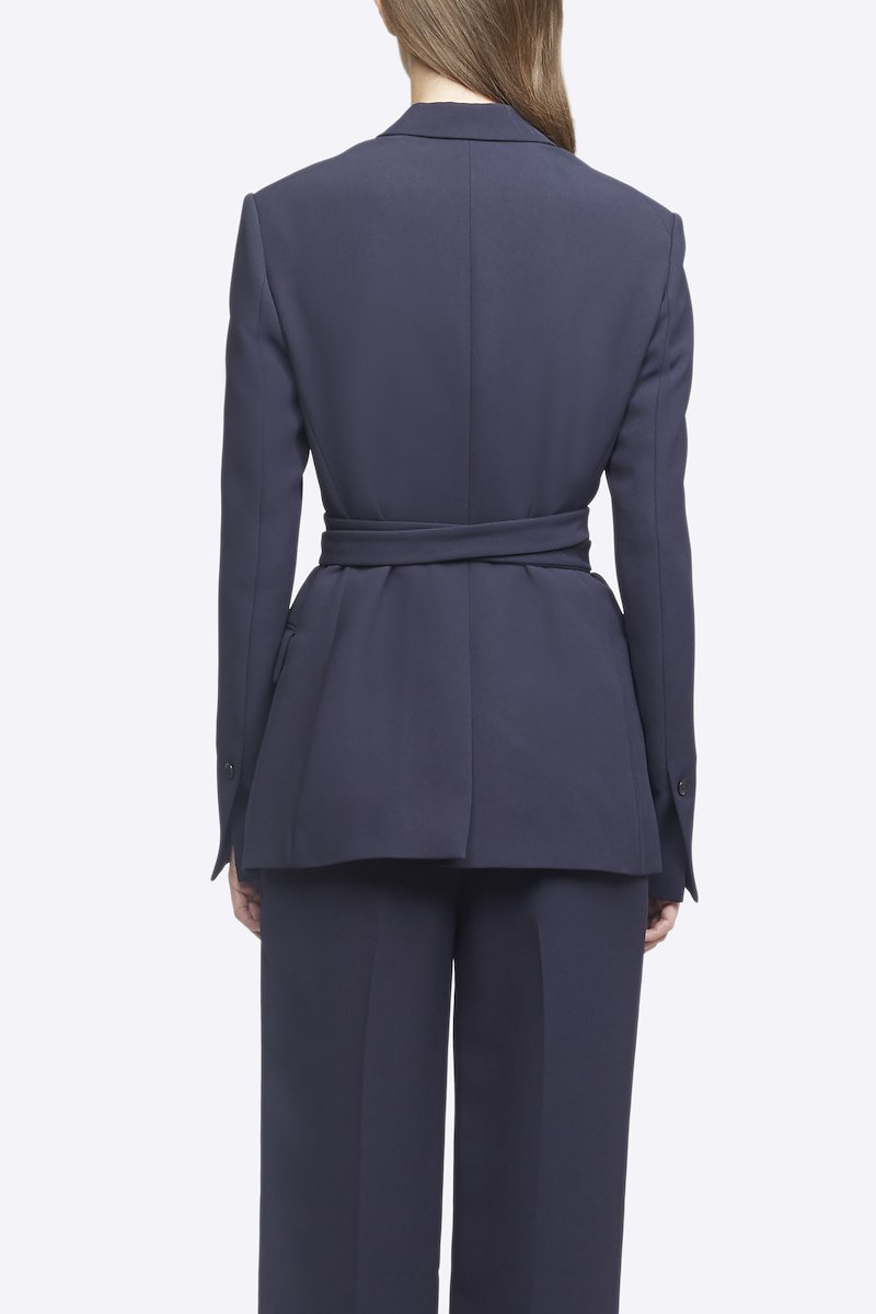 Heavy Cady Wrap Blazer-blue #0 Heavy Cady Wrap Blazer, Thinking about tailoring your wardrobe in a different direction? Smarten up and feel good in 3.1 Phillip Lim's midnight blue wrap blazer jacket, not only because of its sharp design but also thanks to it FSC®Certified triacetate construction. Suits you very well indeed. Featuring notched lapels, a broad welt chest pocket, a tie waist, a front button fastening, flap pockets, a rear central vent and slit cuffs. POSITIVELY CONSCIOUS: This product is made with a certified eco-material or a recycled material that is better for the planet, so you can be confident you are choosing positively. - 2