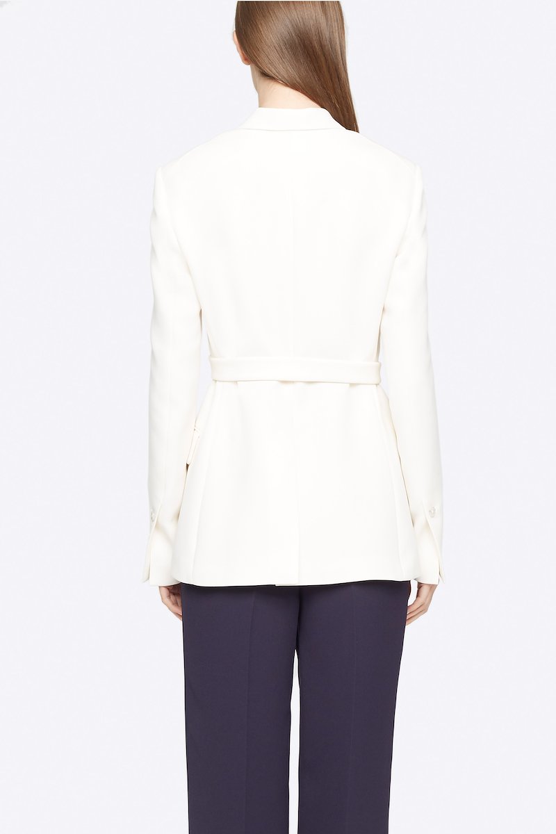 Heavy Cady Wrap Blazer-white #0 Heavy Cady Wrap Blazer, Keep it formal but never boring. Detailed with a wrap waist, this off-white single-breasted blazer from 3.1 Phillip Lim will take your business attire game to a whole new level. Ready to step up? Featuring notched lapels, a front button fastening, long sleeves, button cuffs, a chest pocket, front flap pockets and a rear central vent. POSITIVELY CONSCIOUS: This product is made with a certified eco-material or a recycled material that is better for the planet, so you can be confident you are choosing positively.- 2