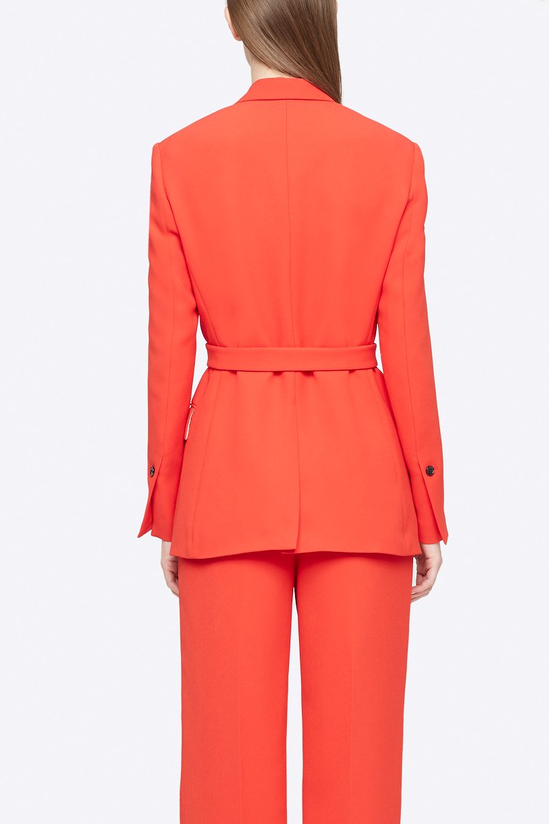 Heavy Cady Wrap Blazer-orange #0 Heavy Cady Wrap Blazer, Keep it formal but never boring. Detailed with a wrap waist, this orange single-breasted blazer from 3.1 Phillip Lim will take your business attire game to a whole new level. Ready to step up? Featuring notched lapels, a front button fastening, long sleeves, button cuffs, a chest pocket, front flap pockets and a rear central vent. POSITIVELY CONSCIOUS: This product is made with a certified eco-material or a recycled material that is better for the planet, so you can be confident you are choosing positively.- 2