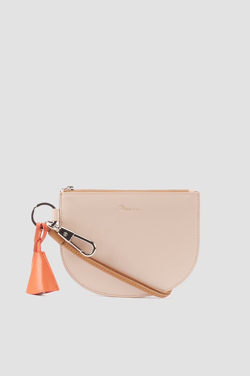 Hudson Lanyard-pink #0 Hudson Lanyard, blush/orange/beige leather logo print to the front silver-tone hardware top zip fastening adjustable neck strap- 0