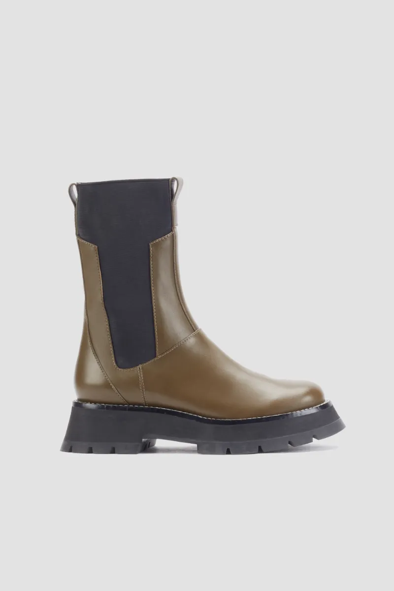 Kate Lug Sole Combat Boot in green | 3 