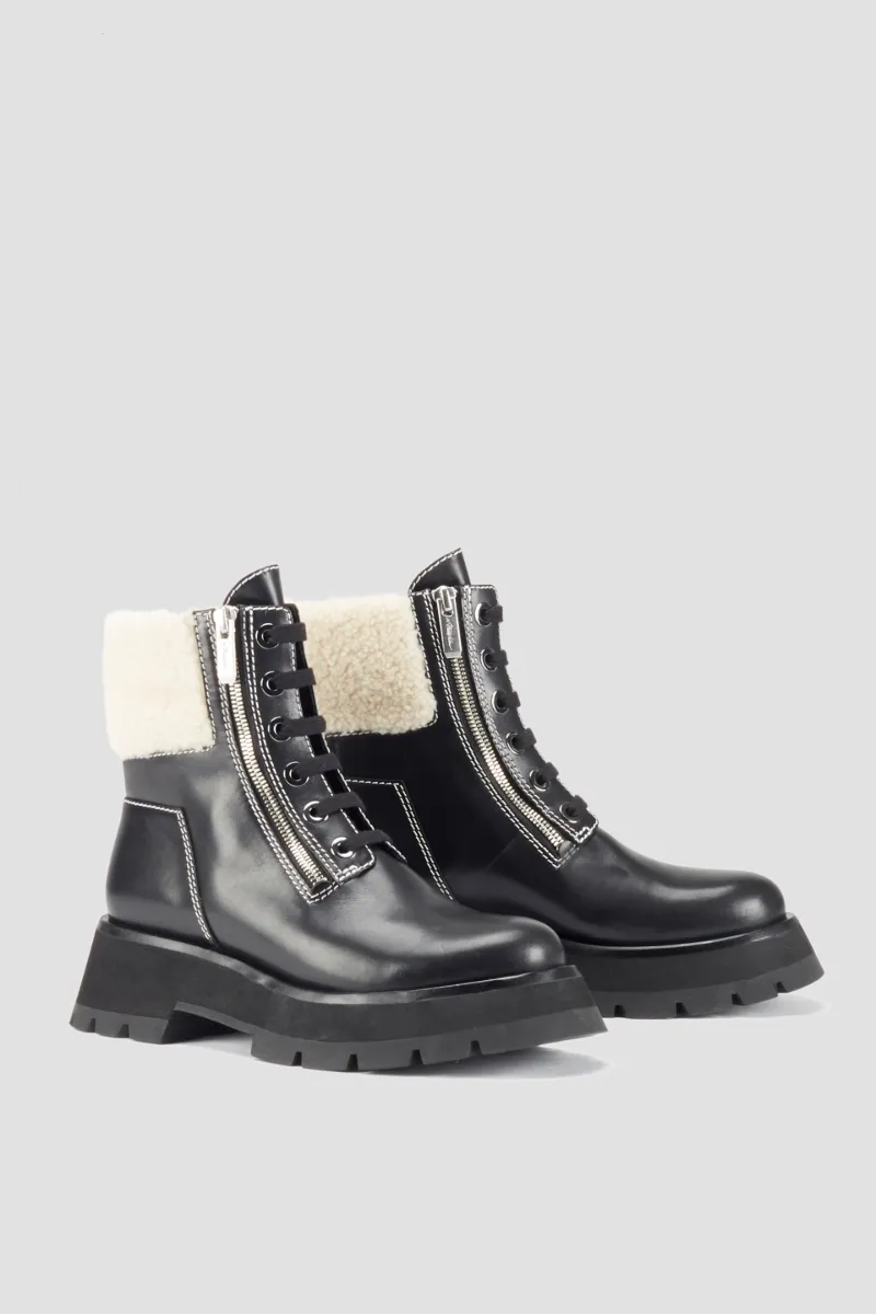 shearling boots black