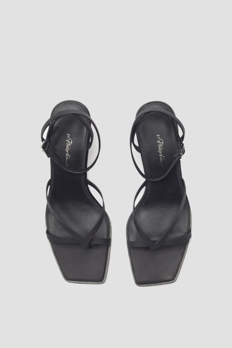 black wrap around ankle sandals