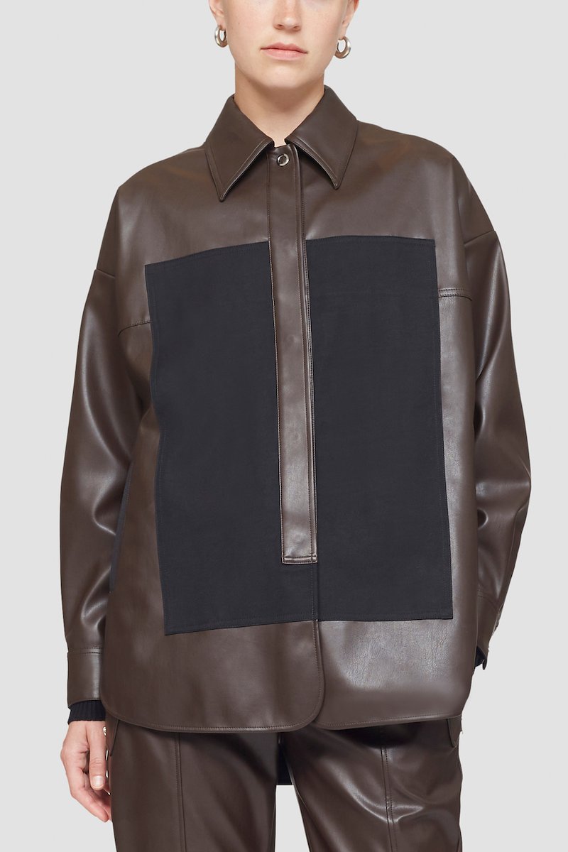 Leather Alternative Shirt Jacket-brown #1 Leather Alternative Shirt Jacket, null- 1