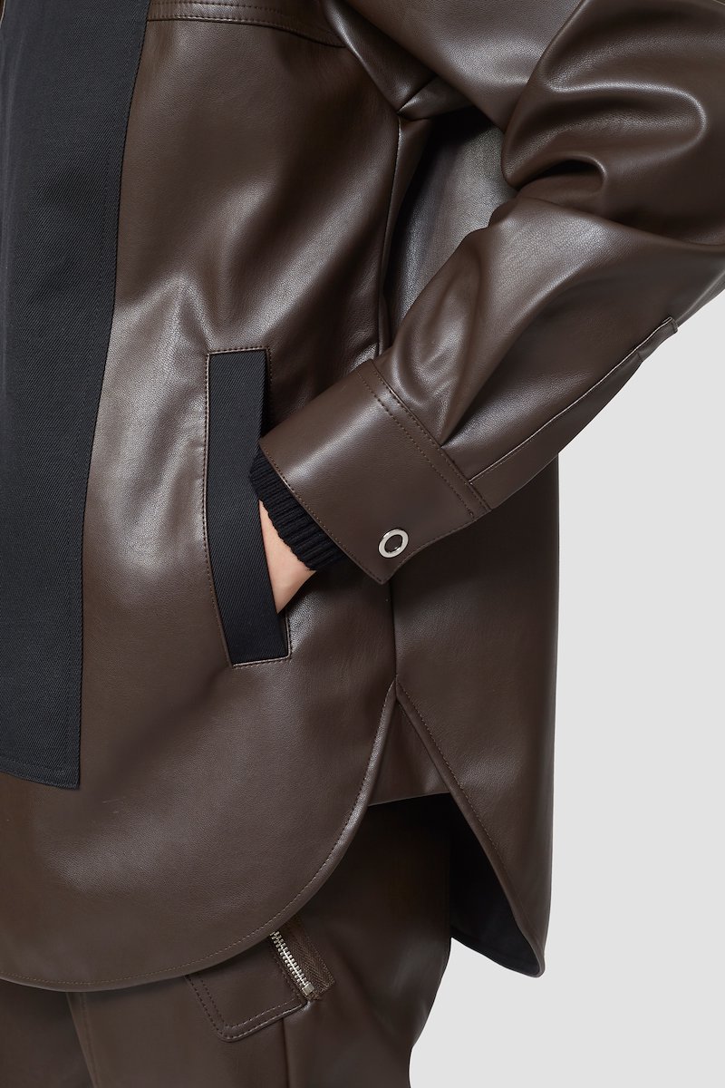 Leather Alternative Shirt Jacket-brown #0 Leather Alternative Shirt Jacket, null- 4