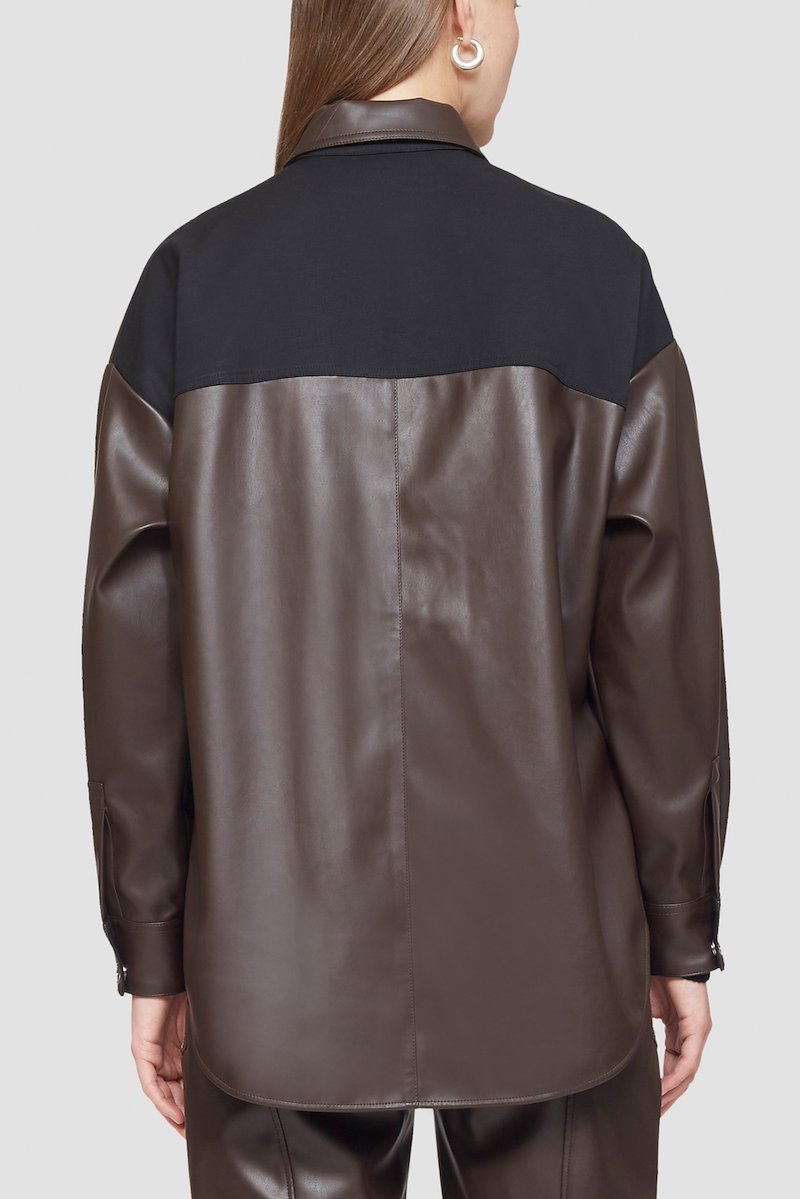 Leather Alternative Shirt Jacket-brown #1 Leather Alternative Shirt Jacket, null- 3