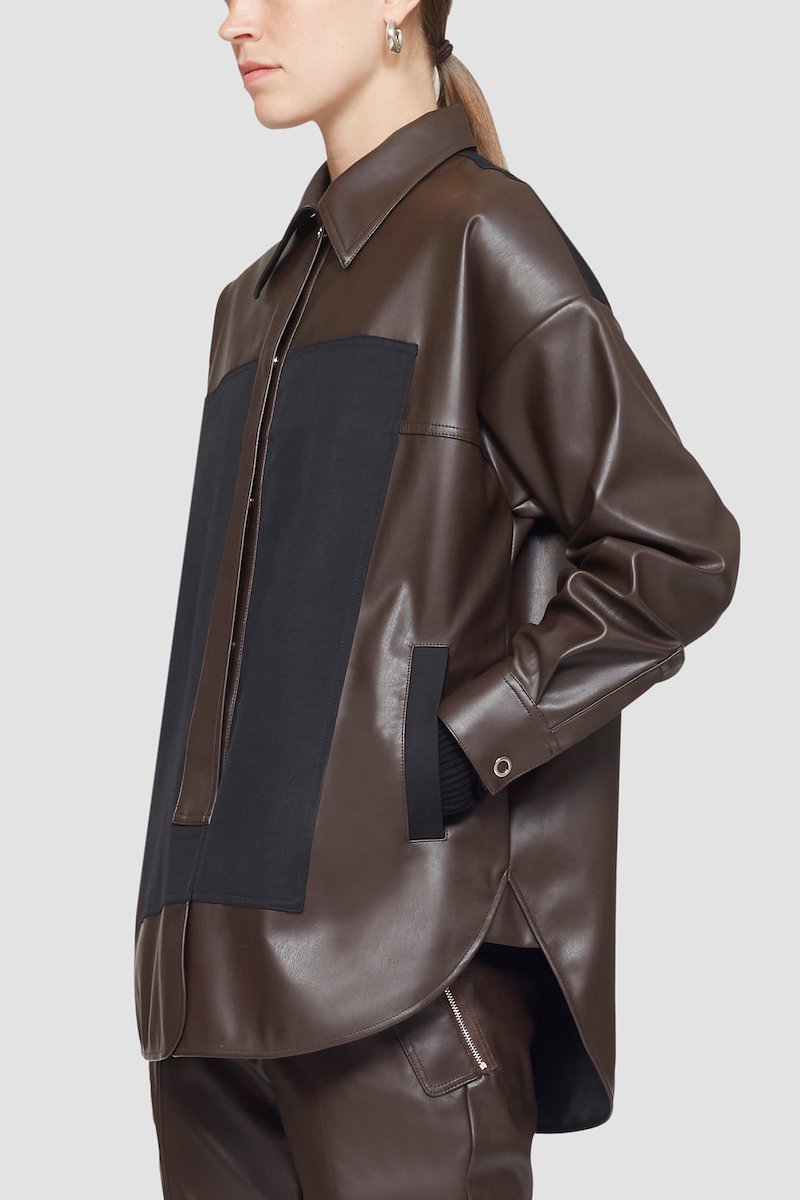 Leather Alternative Shirt Jacket-brown #0 Leather Alternative Shirt Jacket, null- 2