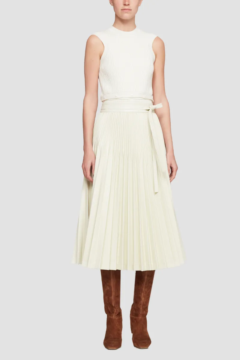 leather dress with pleated skirt