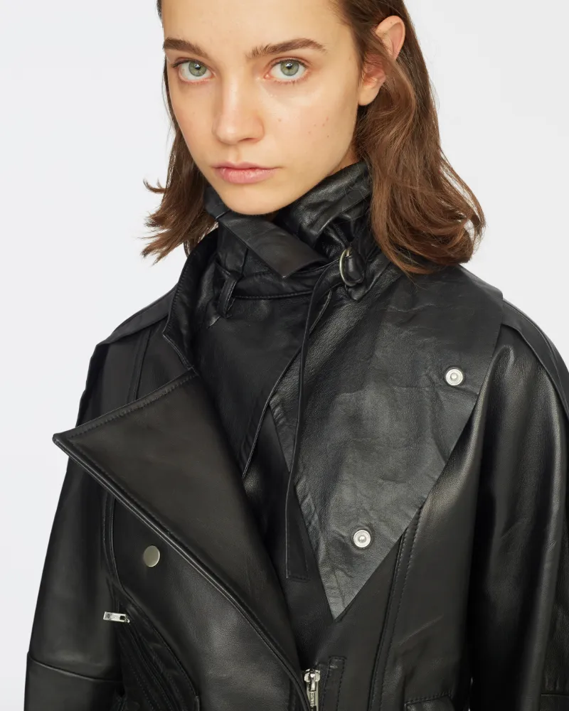 leather collar coat