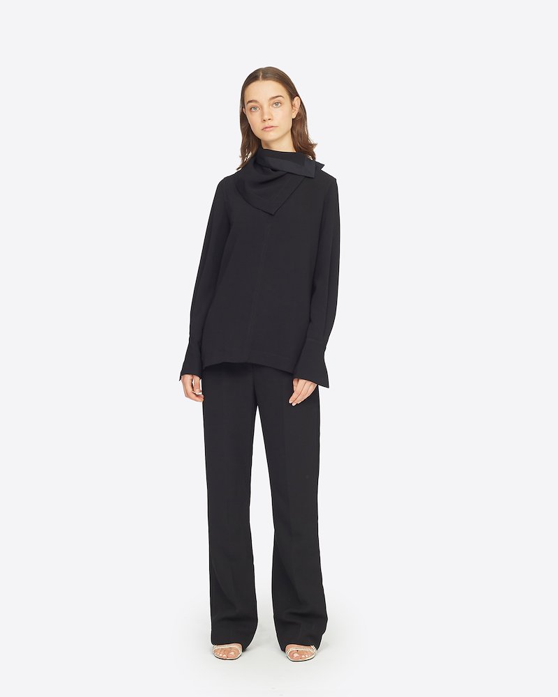 Long Sleeve Crepe Blouse With Removable Scarf-black #0 Long Sleeve Crepe Blouse With Removable Scarf, BLACK Synthetic->Viscose Crepe Long Sleeve Crepe Blouse With Removable Scarf from 3.1 Phillip Lim.- 0