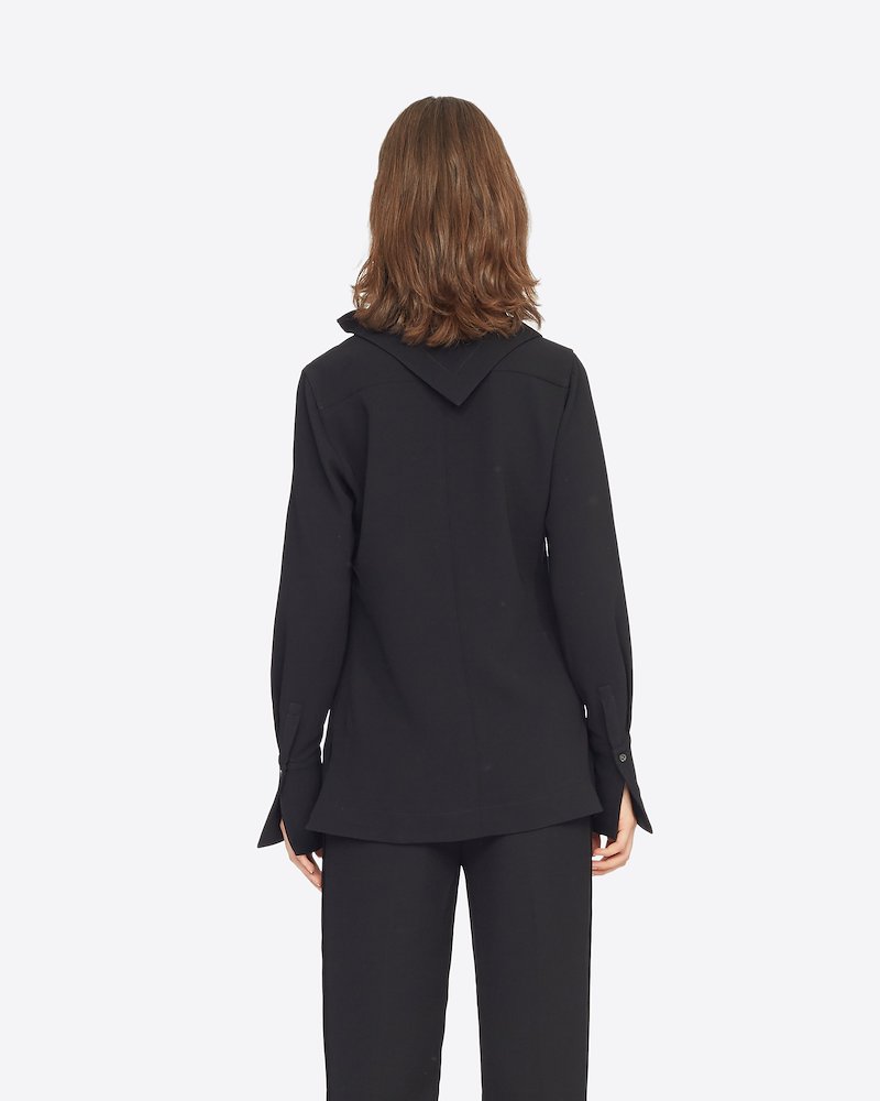 Long Sleeve Crepe Blouse With Removable Scarf-black #0 Long Sleeve Crepe Blouse With Removable Scarf, BLACK Synthetic->Viscose Crepe Long Sleeve Crepe Blouse With Removable Scarf from 3.1 Phillip Lim.- 2