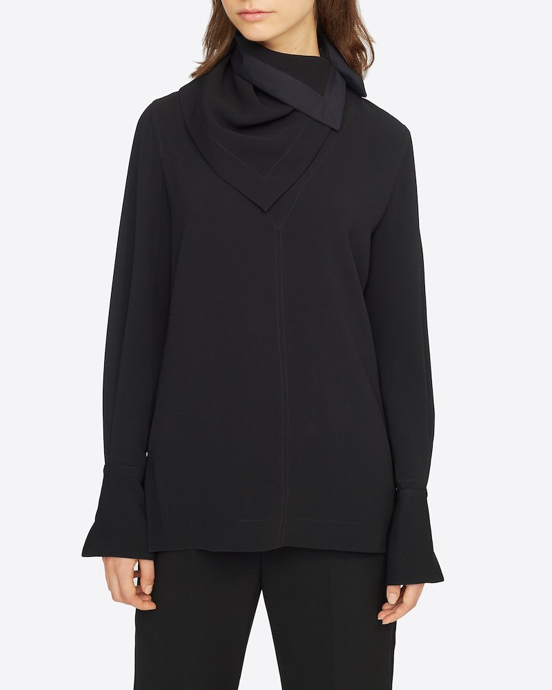 Long Sleeve Crepe Blouse With Removable Scarf-black #0 Long Sleeve Crepe Blouse With Removable Scarf, BLACK Synthetic->Viscose Crepe Long Sleeve Crepe Blouse With Removable Scarf from 3.1 Phillip Lim.- 4