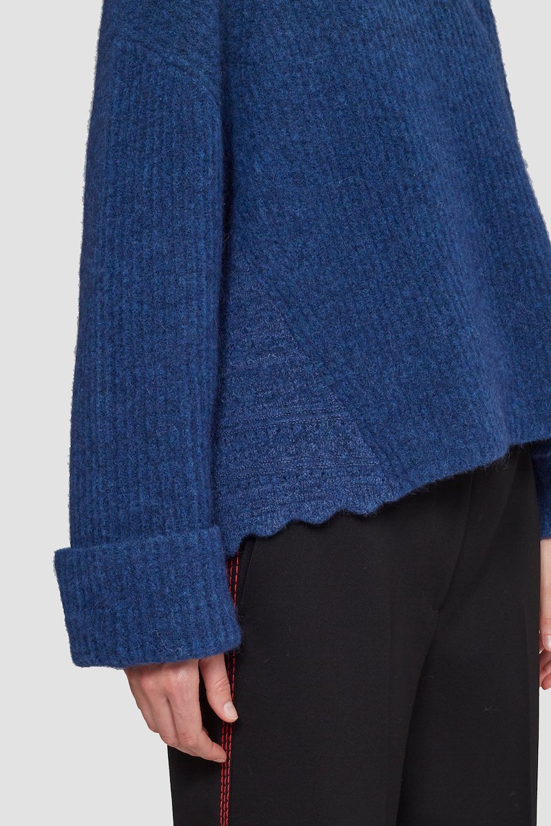 Long Sleeve Crewneck Pullover With Lace Detail-blue #0 Long Sleeve Crewneck Pullover With Lace Detail, null- 4