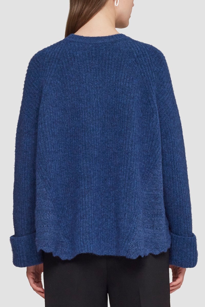 Long Sleeve Crewneck Pullover With Lace Detail-blue #1 Long Sleeve Crewneck Pullover With Lace Detail, null- 3