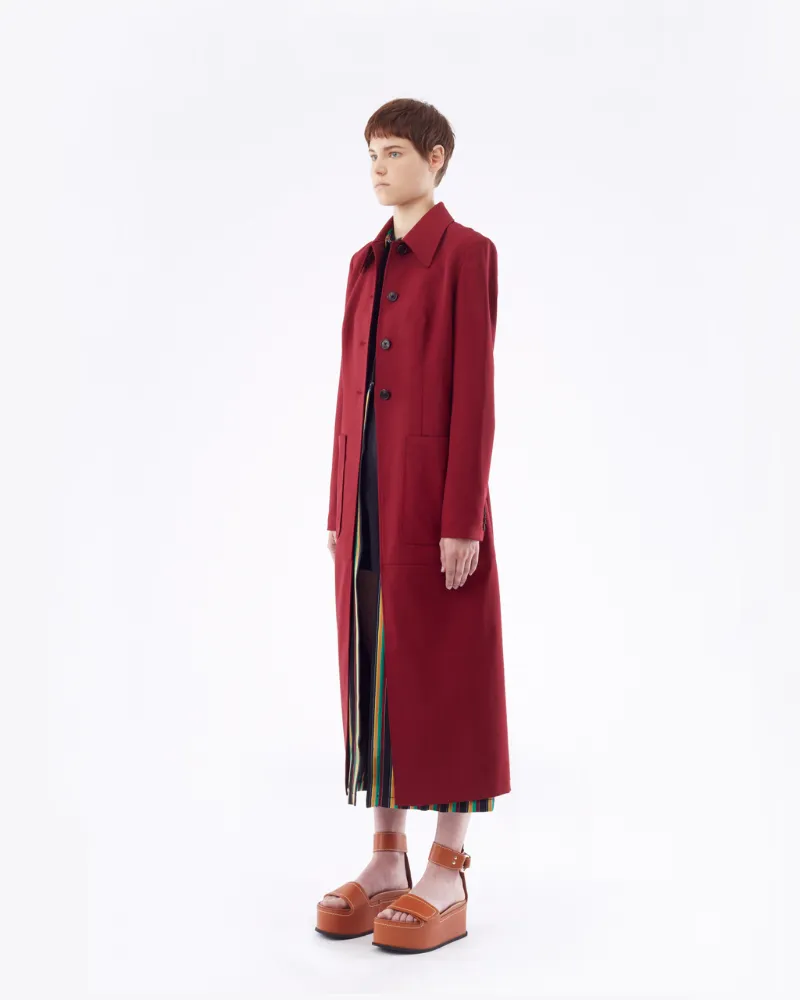 dark red wool coat