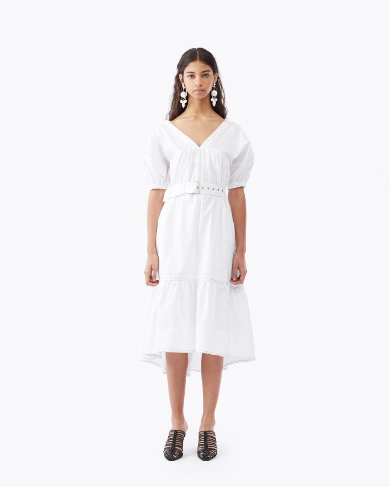 white cotton dress midi