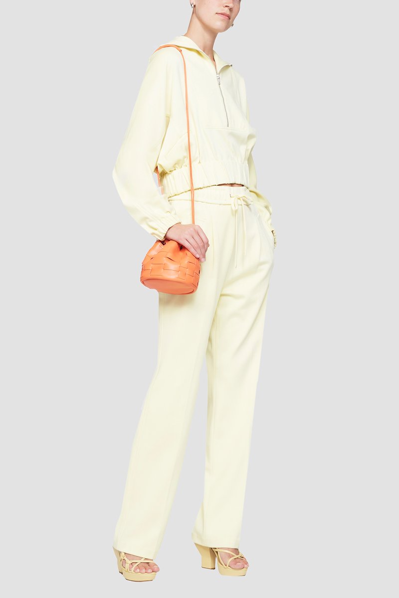 Mini Odita Pouch-orange #1 Mini Odita Pouch, clementine orange lambskin interwoven design logo tag single shoulder strap open top main compartment- 3