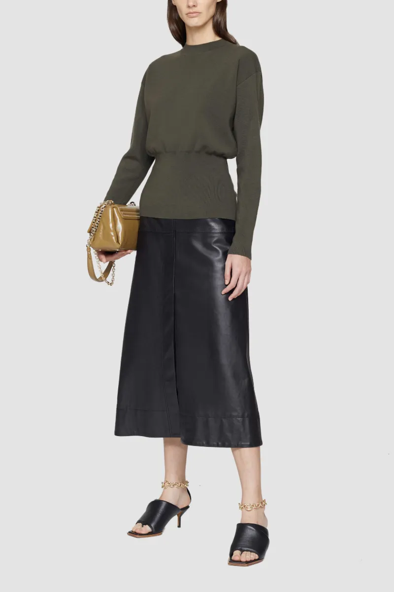 collared wool blend ribbed sweater