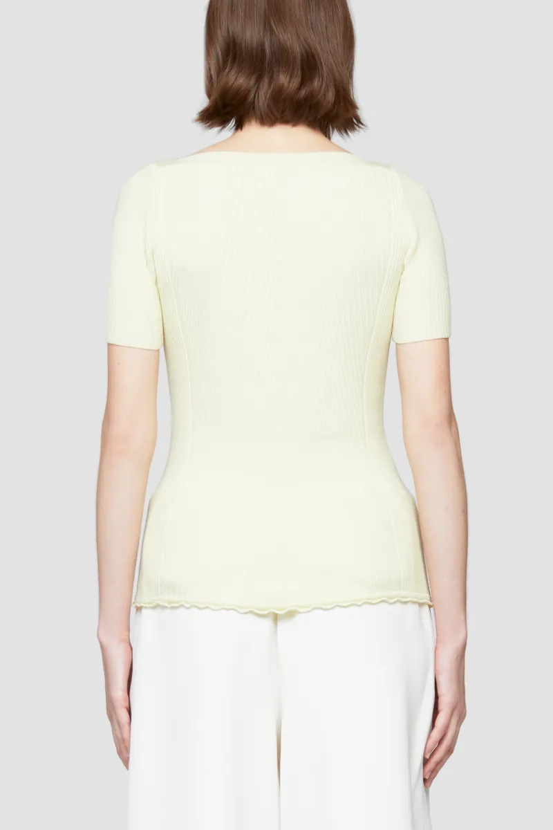 yellow short sleeve sweater