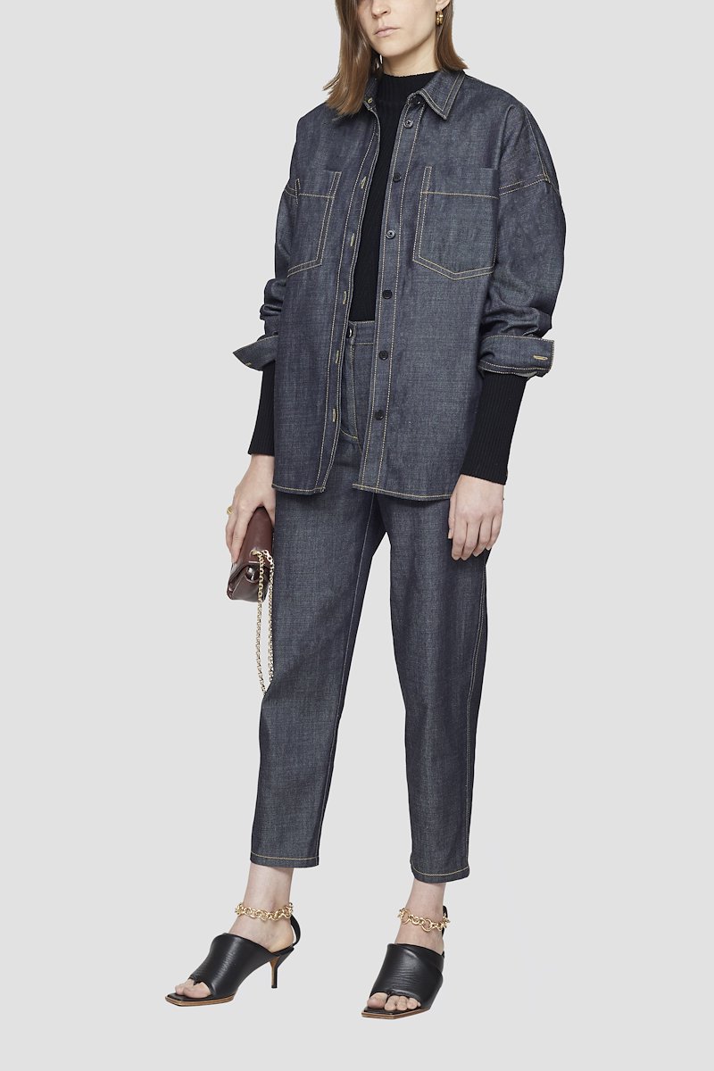 Organic Denim Shirt Jacket-blue #1 Organic Denim Shirt Jacket, INDIGO Natural (Veg)->Cotton LS ORGANIC DENIM SHIRT JKT from 3.1 Phillip Lim. - 3