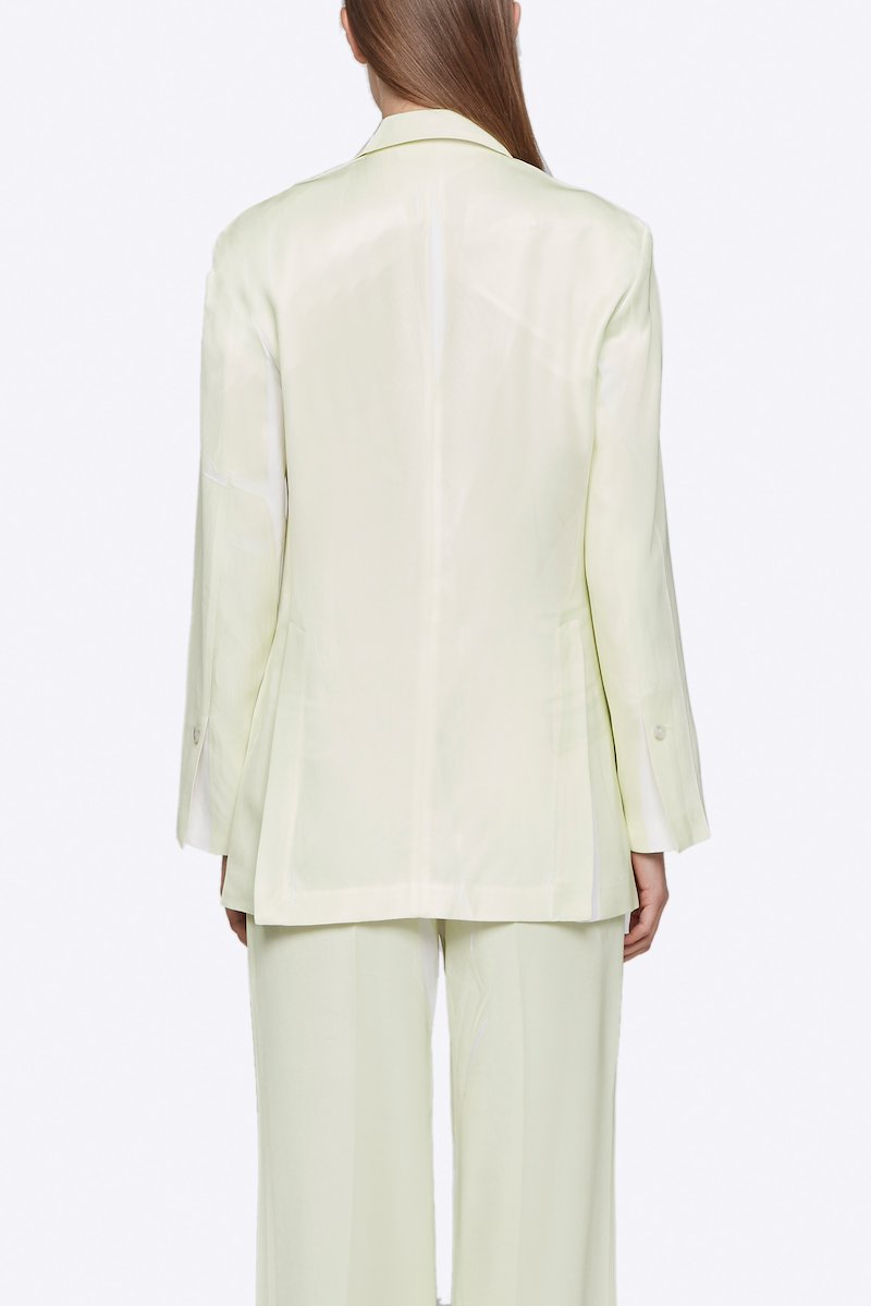 Overprinted Blazer-white #0 Overprinted Blazer, Time to take your blazer game to a whole new level. Detailed with peaked lapels, this pale yellow and white single-breasted blazer from 3.1 Phillip Lim is all you need for a sophisticated "I mean business" look. Ready to step up? Featuring a front button fastening, long sleeves, button cuffs, a chest pocket, front flap pockets and a double vent to the rear. POSITIVELY CONSCIOUS: This product is made with a certified eco-material or a recycled material that is better for the planet, so you can be confident you are choosing positively.- 2