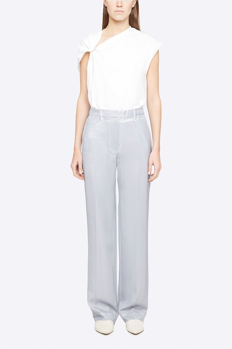 Overprinted Relaxed Fit Trouser-blue #0 Overprinted Relaxed Fit Trouser, Elegance never goes out of style. Cut with a straight leg, these light grey and white tailored trousers from 3.1 Phillip Lim are the perfect choice for a sophisticated look. Make them yours - before someone else does. Featuring a high waist, belt loops, a concealed front fastening, side slit pockets, back buttoned welt pocket, a straight leg and a long length. POSITIVELY CONSCIOUS: This product is made with a certified eco-material or a recycled material that is better for the planet, so you can be confident you are choosing positively.- 4