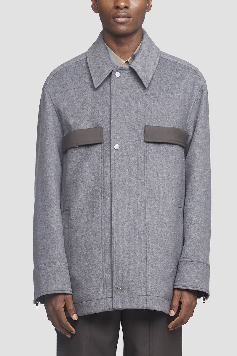 Oversized Shirt Jacket-grey #0 Oversized Shirt Jacket, CHARCOAL GRAY Synthetic->Polyester OVERSIZED SHIRT JACKET from 3.1 Phillip Lim. - 0
