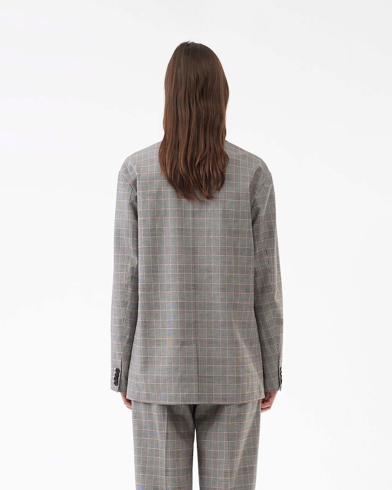 Oversized Wool Checked Blazer-black #0 Oversized Wool Checked Blazer, Black & white check wool & cotton blend Oversized Wool Checked Blazer from 3.1 Phillip Lim. - 2