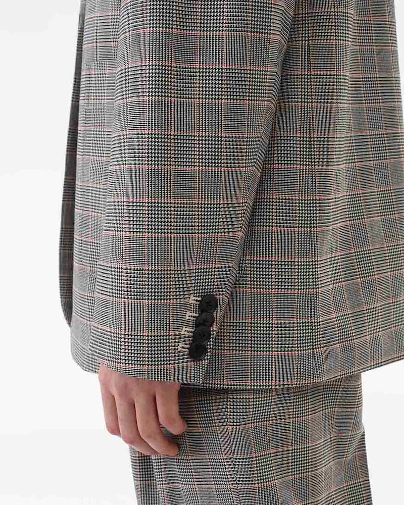 Oversized Wool Checked Blazer-black #0 Oversized Wool Checked Blazer, Black & white check wool & cotton blend Oversized Wool Checked Blazer from 3.1 Phillip Lim. - 4