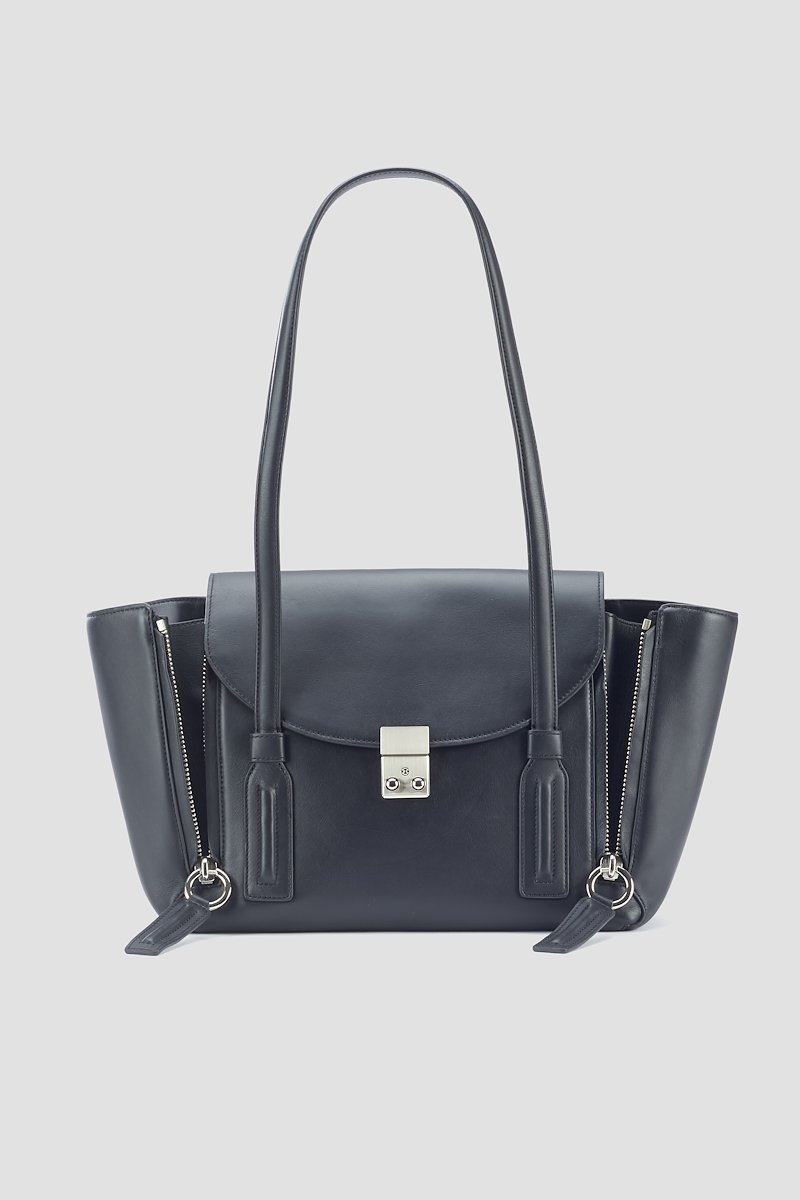Pashli Medium Shoulder Bag-black #0 Pashli Medium Shoulder Bag, Black calf leather Pashli medium shoulder bag from 3.1 PHILLIP LIM featuring two rounded top handles, silver-tone hardware, padlock fastening, internal slip pocket and zip details.- 0