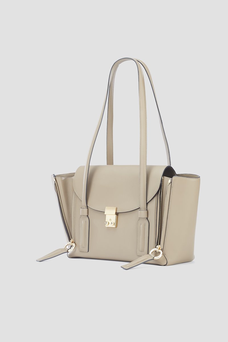 Pashli Medium Shoulder Bag-brown #1 Pashli Medium Shoulder Bag, Brown calf leather Pashli medium shoulder bag from 3.1 PHILLIP LIM featuring two rounded top handles, gold-tone hardware, padlock fastening, internal slip pocket and zip details.- 1