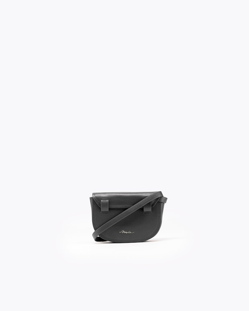Pashli Saddle Mini Belt Bag-black #0 Pashli Saddle Mini Belt Bag, Black calf leather Pashli Saddle mini belt bag from 3.1 Phillip Lim featuring adjustable strap to the rear, clasp fastening, gold-tone hardware, main compartment, internal card slots and front slip pocket.- 2