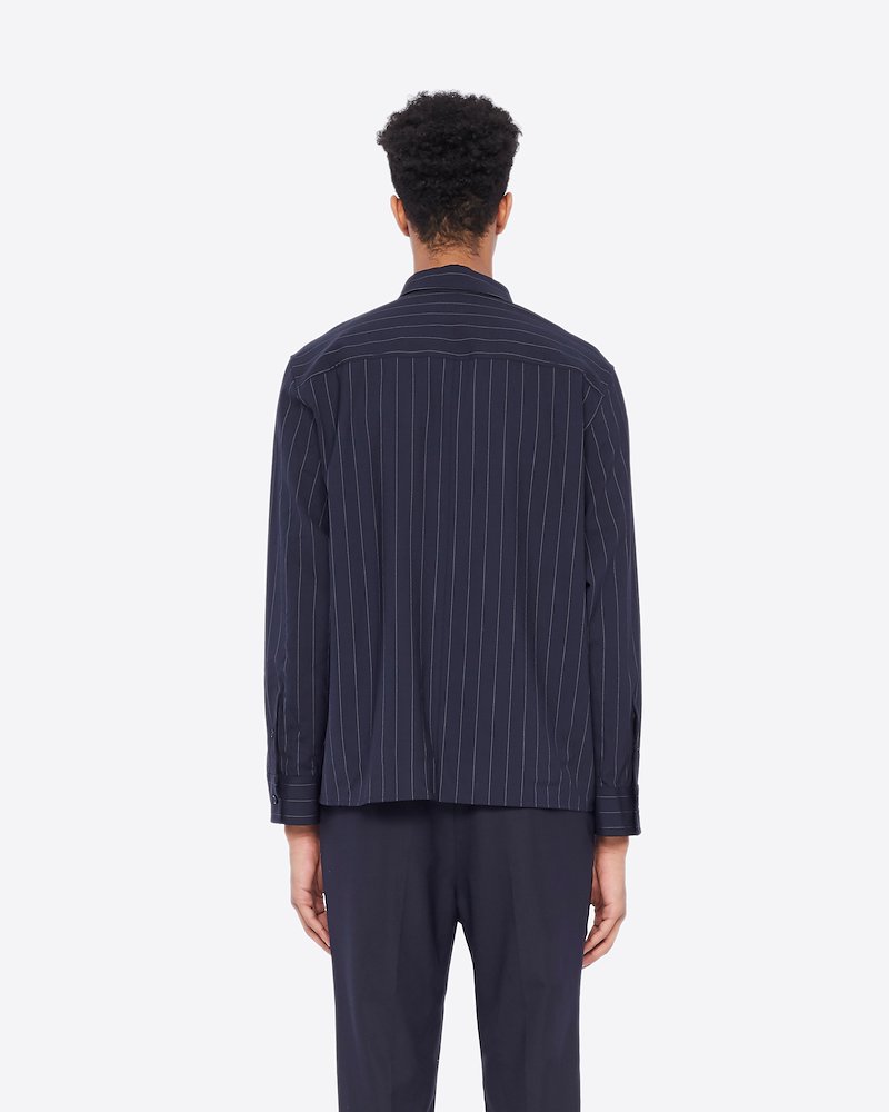 Pinstripe Shirt-blue #0 Pinstripe Shirt, NAVY PINSTRIPE Wool or fine animal hair->Wool Pinstripe Shirt from 3.1 Phillip Lim. - 2