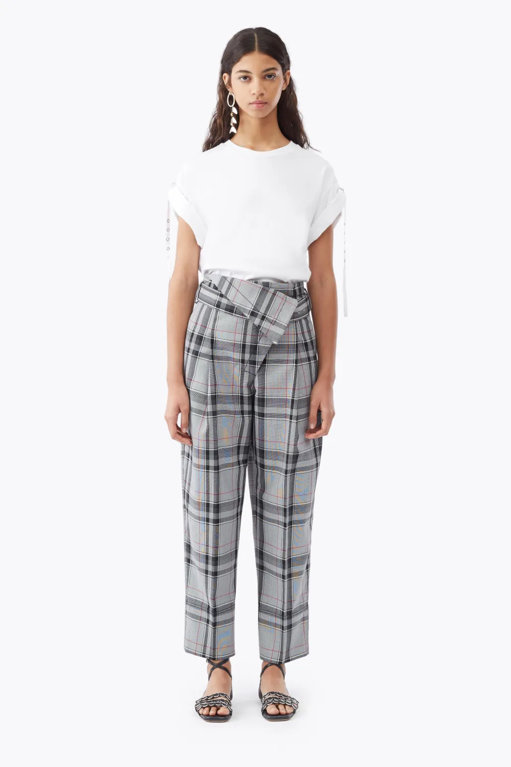 plaid belted pants