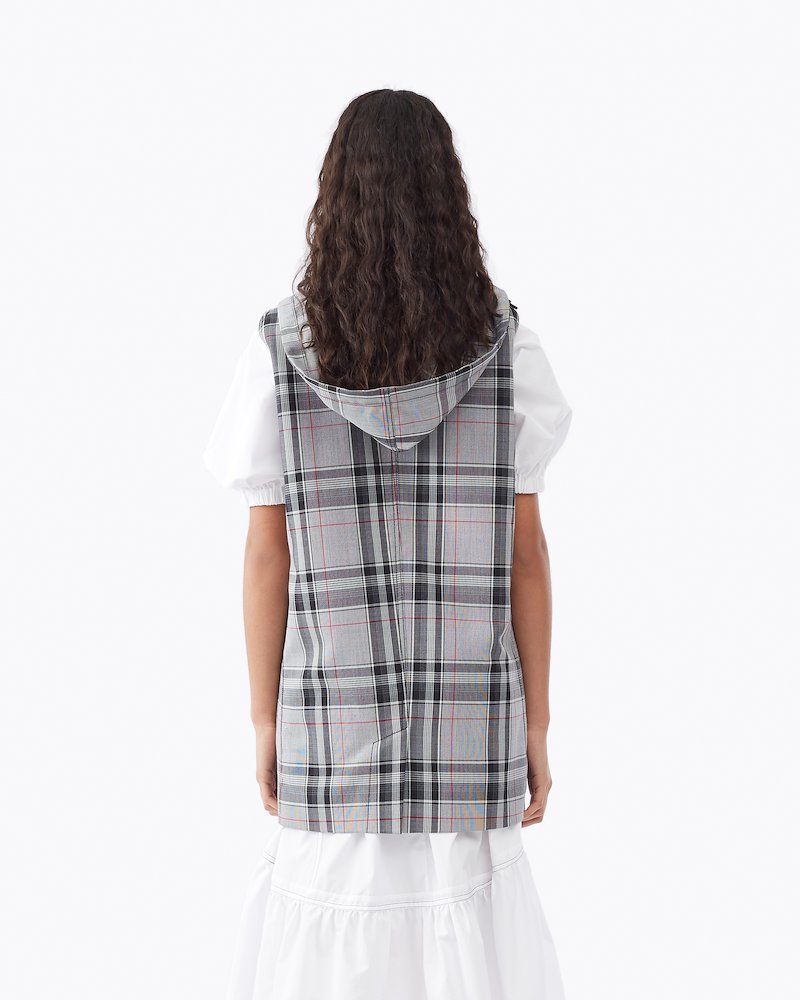 plaid knitted sweater vest