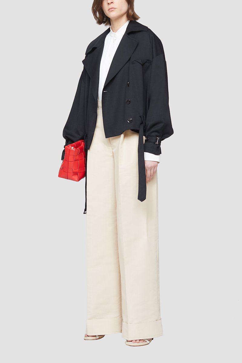 Pleated Button Down Shirt-white #0 Pleated Button Down Shirt, Ivory white pleated-panel button-up shirt from 3.1 PHILLIP LIM featuring pleat detailing, band collar, front button fastening, long sleeves, buttoned cuffs and curved hem.- 0