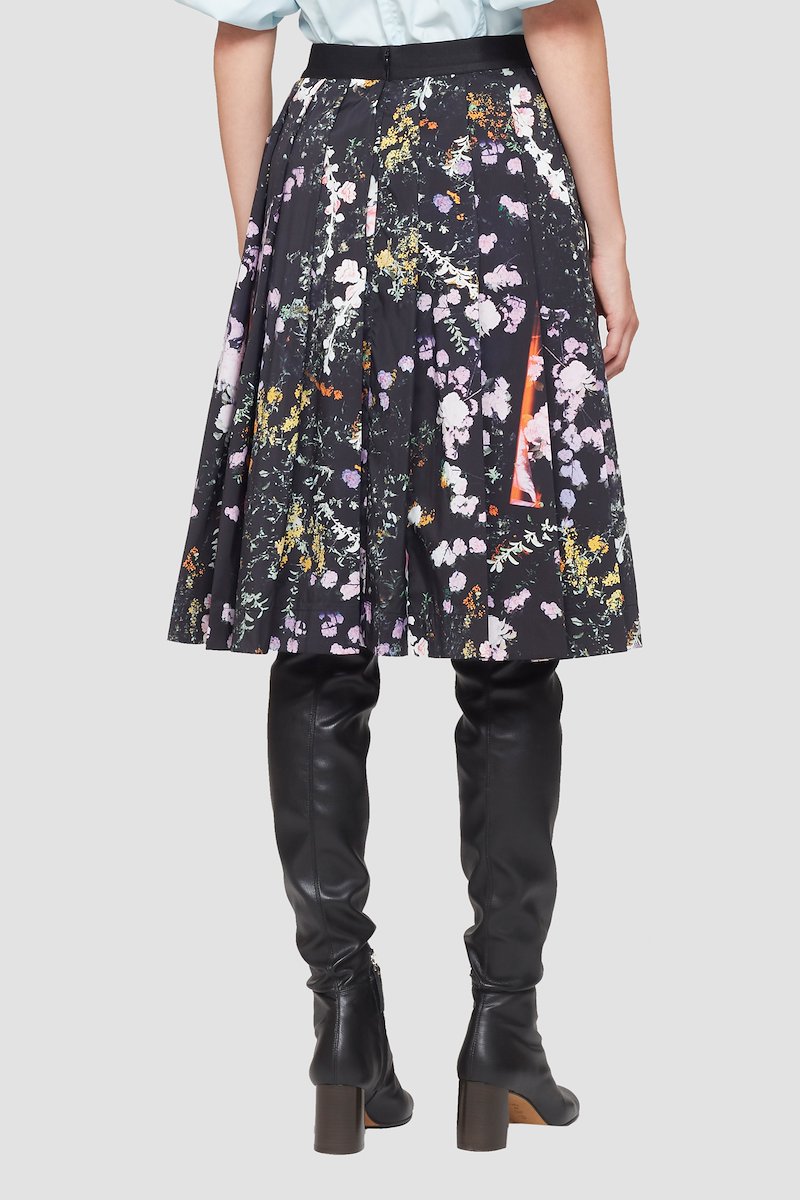 Pleated Floral Skirt-black #1 Pleated Floral Skirt, null- 3