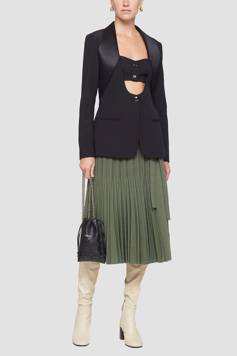 Pleated Tie Waist Skirt-green #0 Pleated Tie Waist Skirt, null- 0